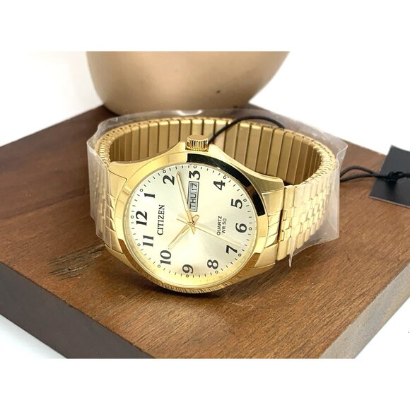 Citizen Men's Watch BF5002-99P Quartz Gold Dial Day Date Stainless Steel 37mm - Picture 9 of 15